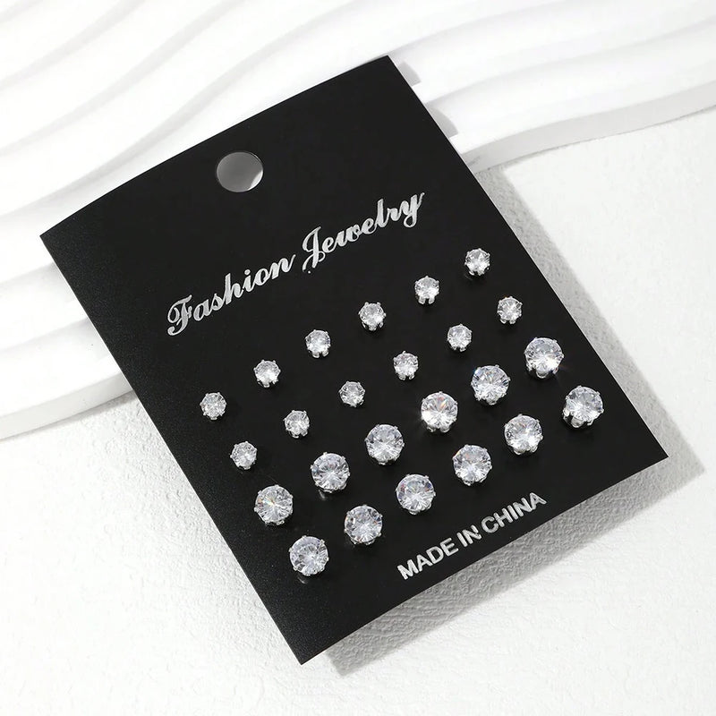 Classic Cubic Zirconia Stud Earring Set