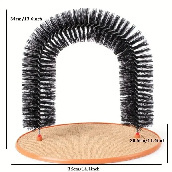 Cat Grooming Arch with Massage Brush and Scratching Pad