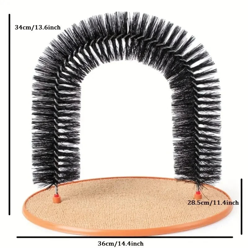 Cat Grooming Arch with Massage Brush and Scratching Pad