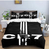 Black duvet cover featuring a large white silhouette of Cristiano Ronaldo's face and the text CR7