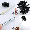 A four-step guide showing how to use a flexible chimney and dryer vent cleaning brush kit.