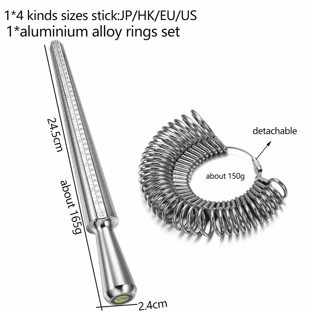 Metal Ring Sizer Mandrel with Stainless Steel Gauge Set
