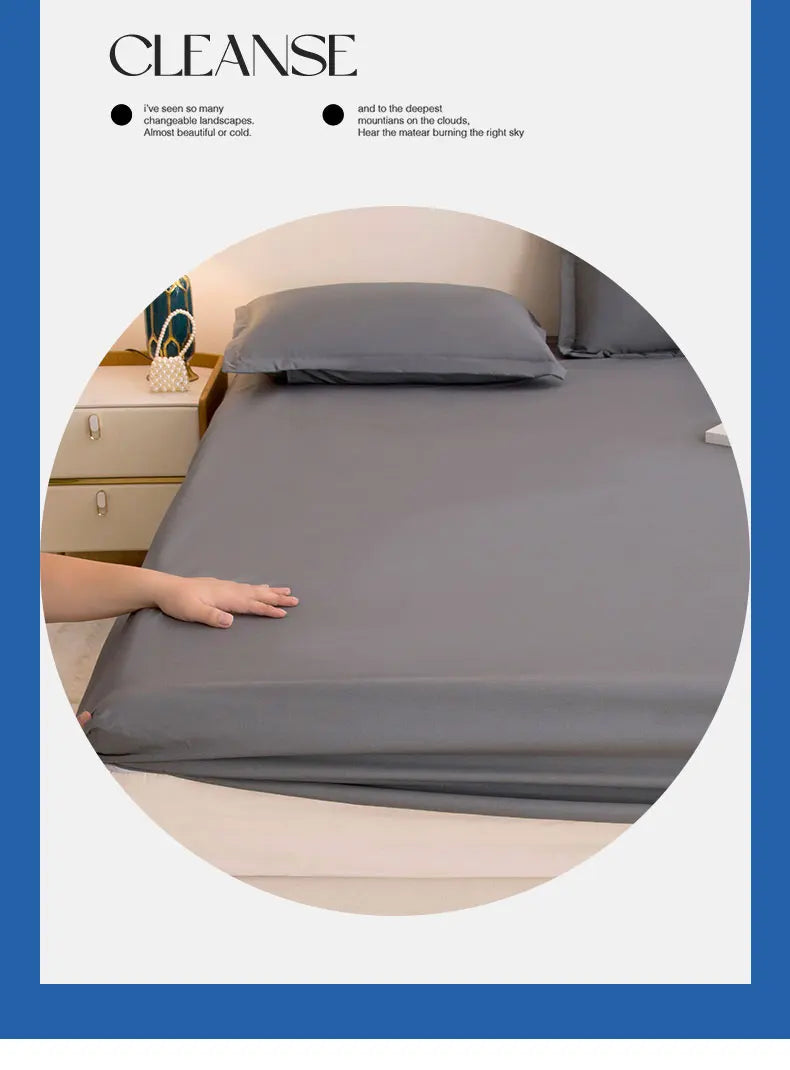 Waterproof Fitted Bed Sheet with 360-Degree Elastic Band