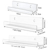 Acrylic floating wall display rack with various lengths and mounting options.