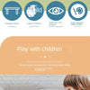 A set of Montessori stack cup game cards showing logical thinking and hand-eye coordination activities for children.