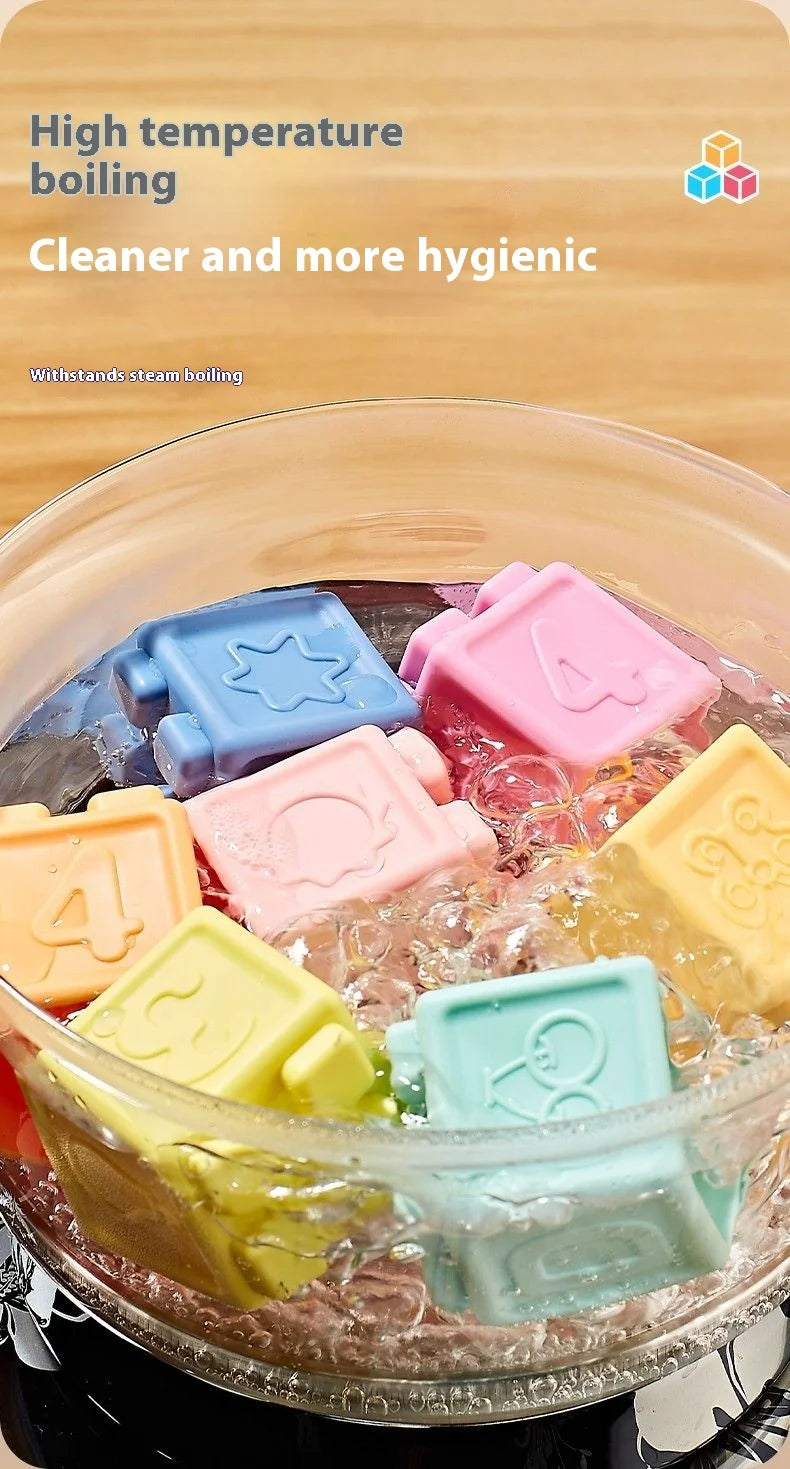 Soft Rubber Building Blocks Set for Babies – Safe, Chewable, and Educational Sensory Toy