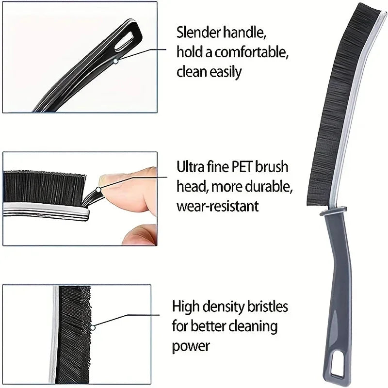 A set of cleaning brushes featuring a slender handle, an ultra fine PET brush head, and high density bristles for effective c