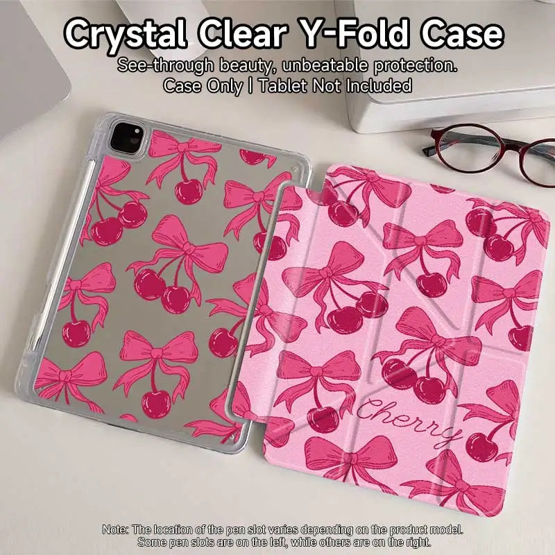 Pink Cherry Y-Fold Protective Case for iPad Air 11 and iPad Pro 11 (2025)