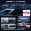 Dynamic Scan LED hood light strip for cars and SUVs showing daytime and nighttime lighting features.