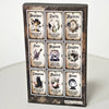 A vertical deck of oracle cards featuring titles like Abundance, Clarity, Mysteries, Focus, Alignment, Enlightenment, Compani