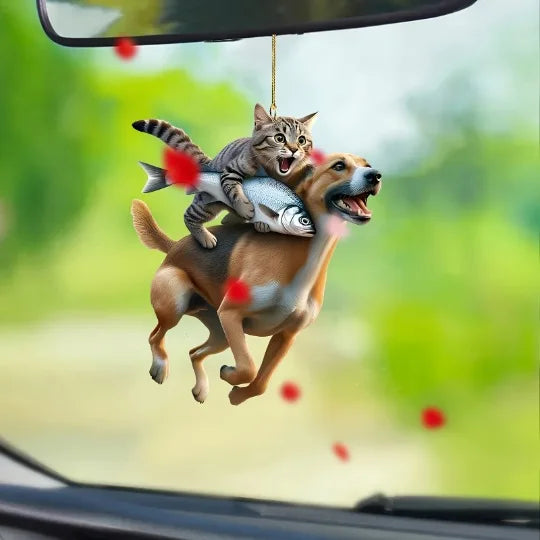 Realistic Cat Car Rearview Mirror Pendant