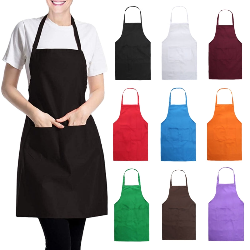 Adjustable Solid Color Kitchen Apron with Pocket