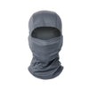 Gray stretchy breathable balaclava cap worn on a person's head