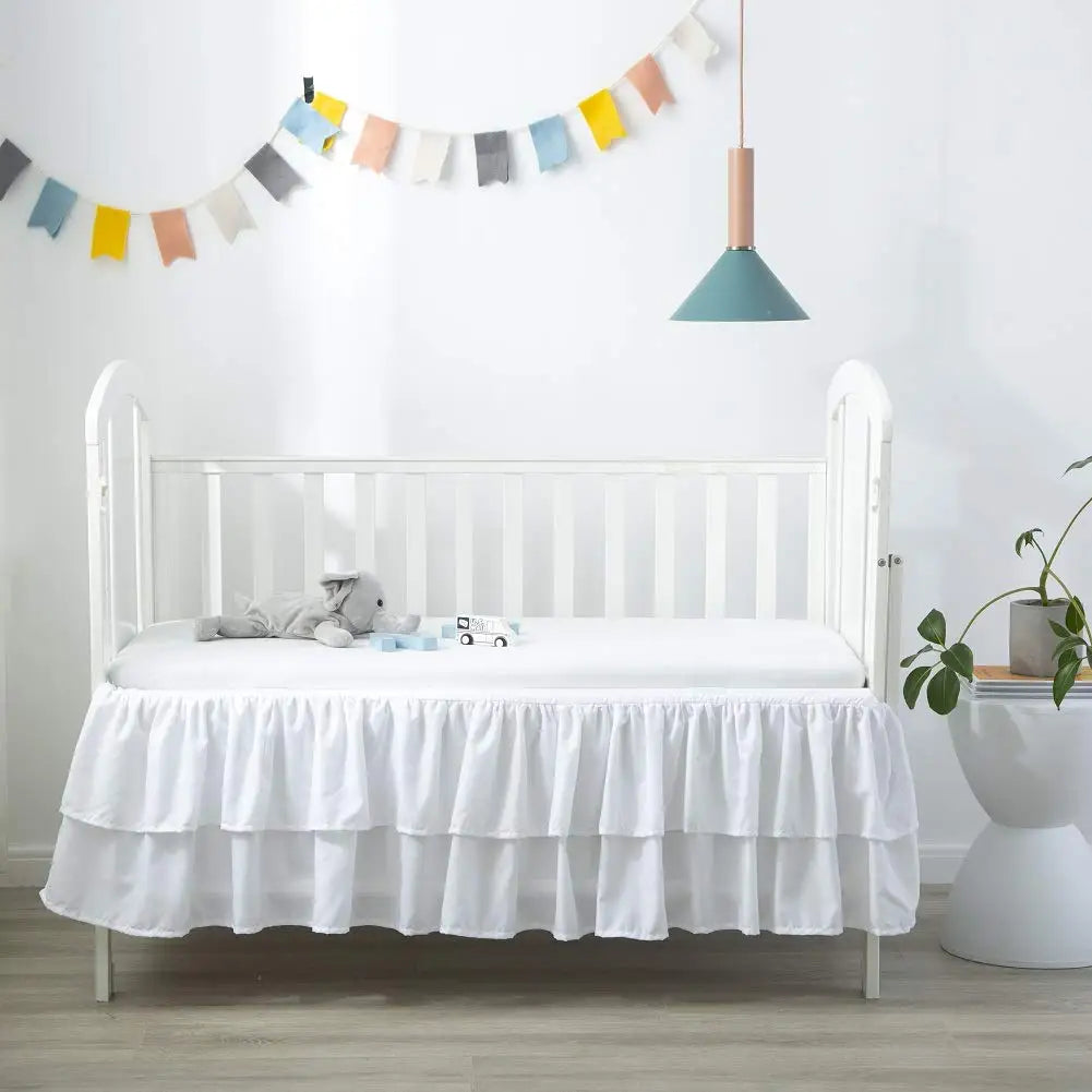 Two-Layer Ruffled Crib Bed Skirt for Standard and Toddler Beds