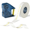 A roll of white satin ribbon labels for a Niimbot N1 label printer