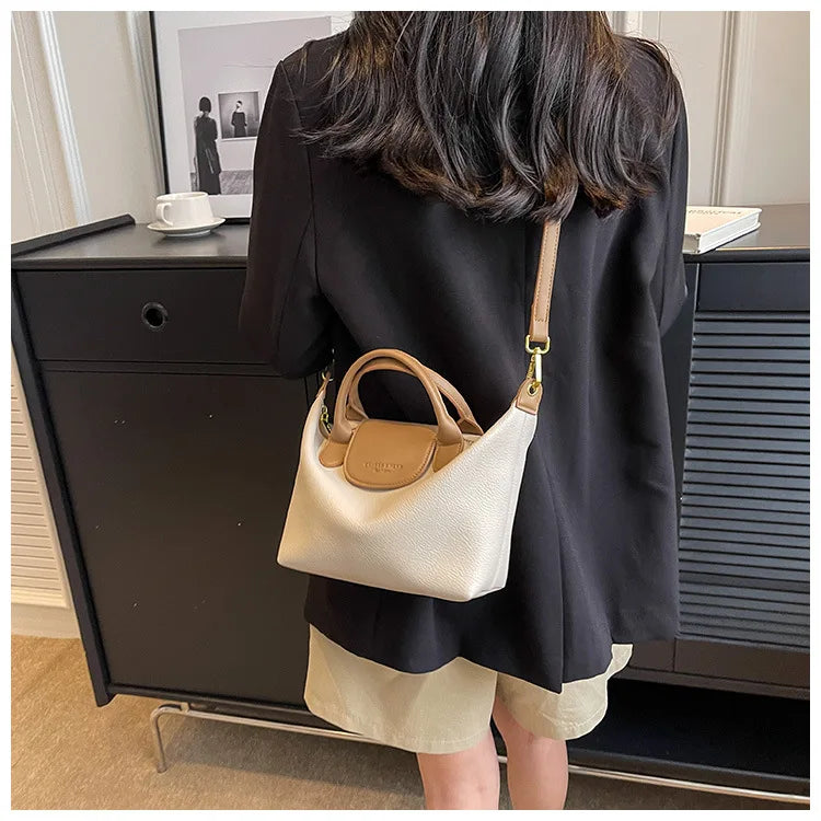 Vintage PU Leather Crossbody Bucket Bag