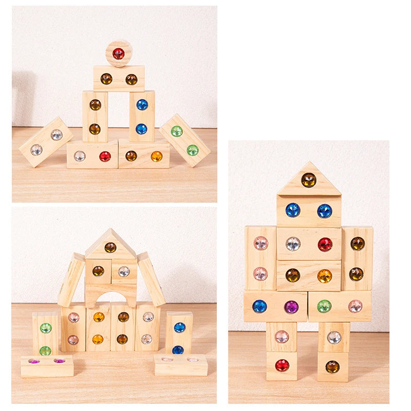 Rainbow Wooden & Acrylic Stacking Blocks Set
