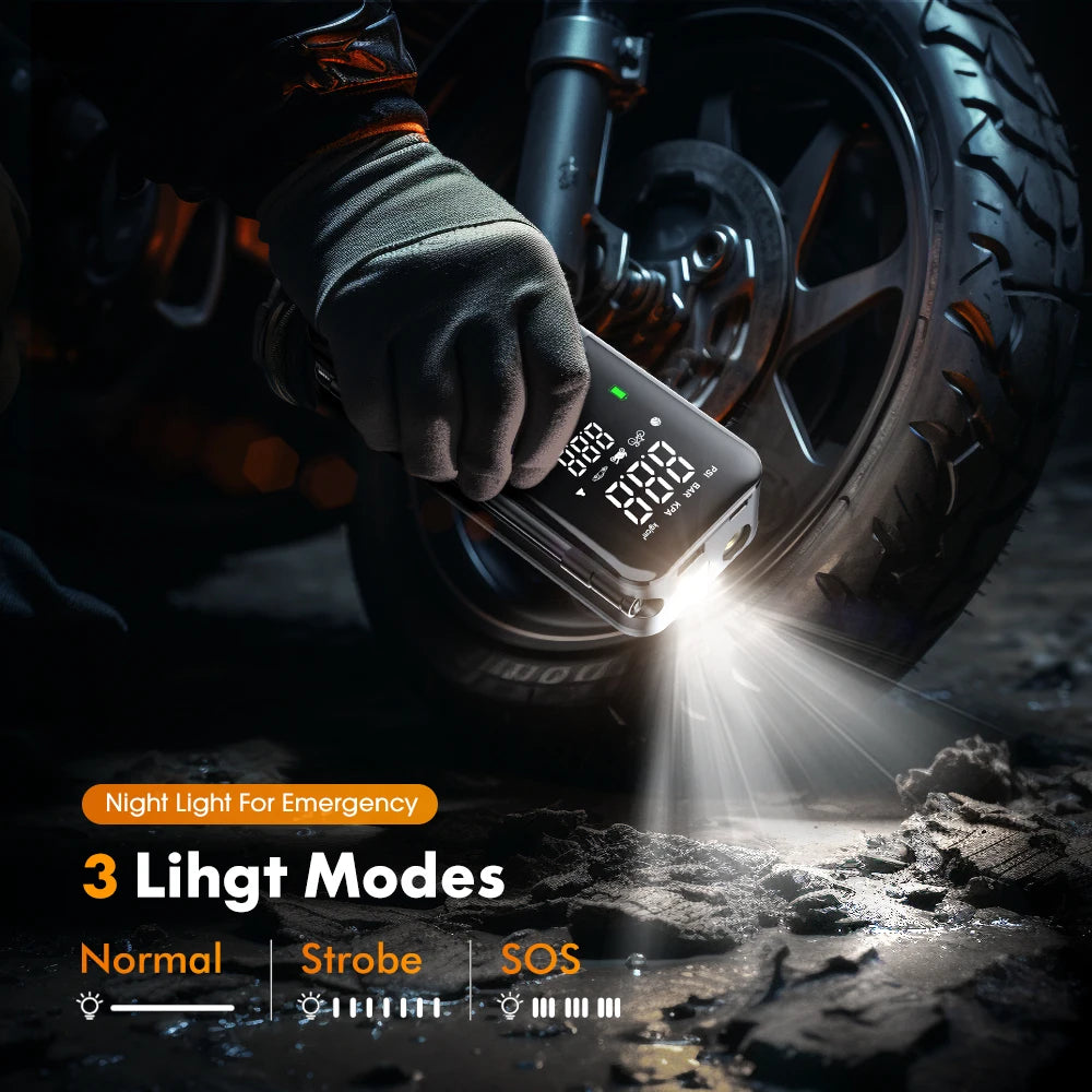 Rechargeable Cordless Tire Inflator with Digital Display