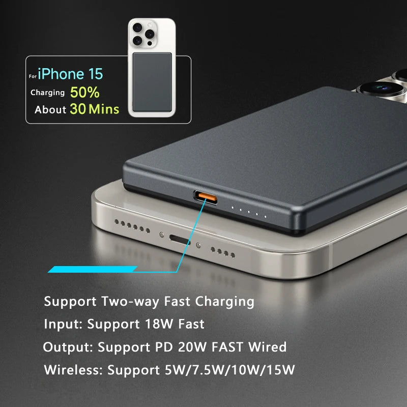Foldable Magnetic Wireless Power Bank with Built-in Cables