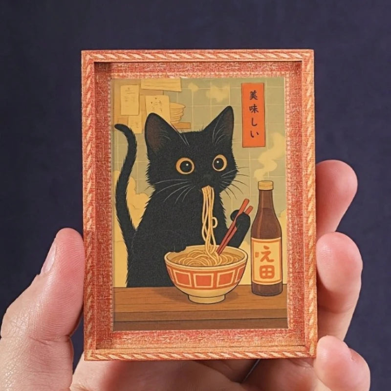 Black Cat Ramen Fridge Magnet