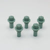 A set of five green replacement drivers for a Takara Tomy battling top.