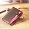 Vintage Leather Slim Card Holder with Snap Closure