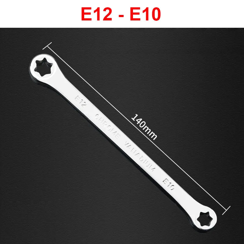 Professional E-Torx Wrench Set with Double-Ended Star Ring Spanners