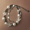 Pulsera de Doble Capa con Estrella de Cristal y Perlas