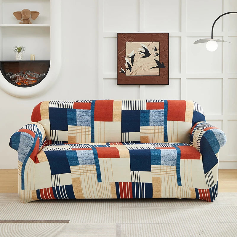 Slip-Resistant Stretch Sofa Cover with Floral Design