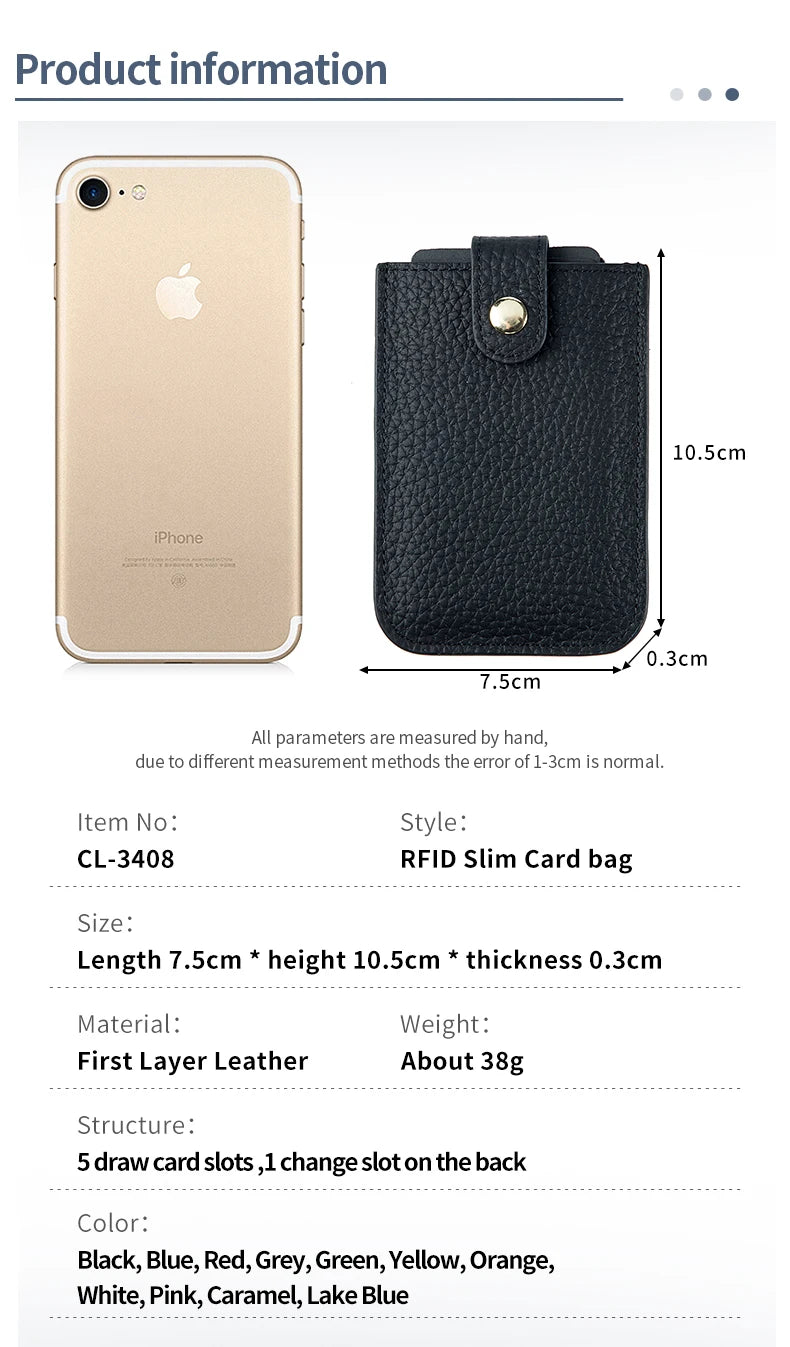 Slim Leather Card Holder with Quick-Access Pull Tab