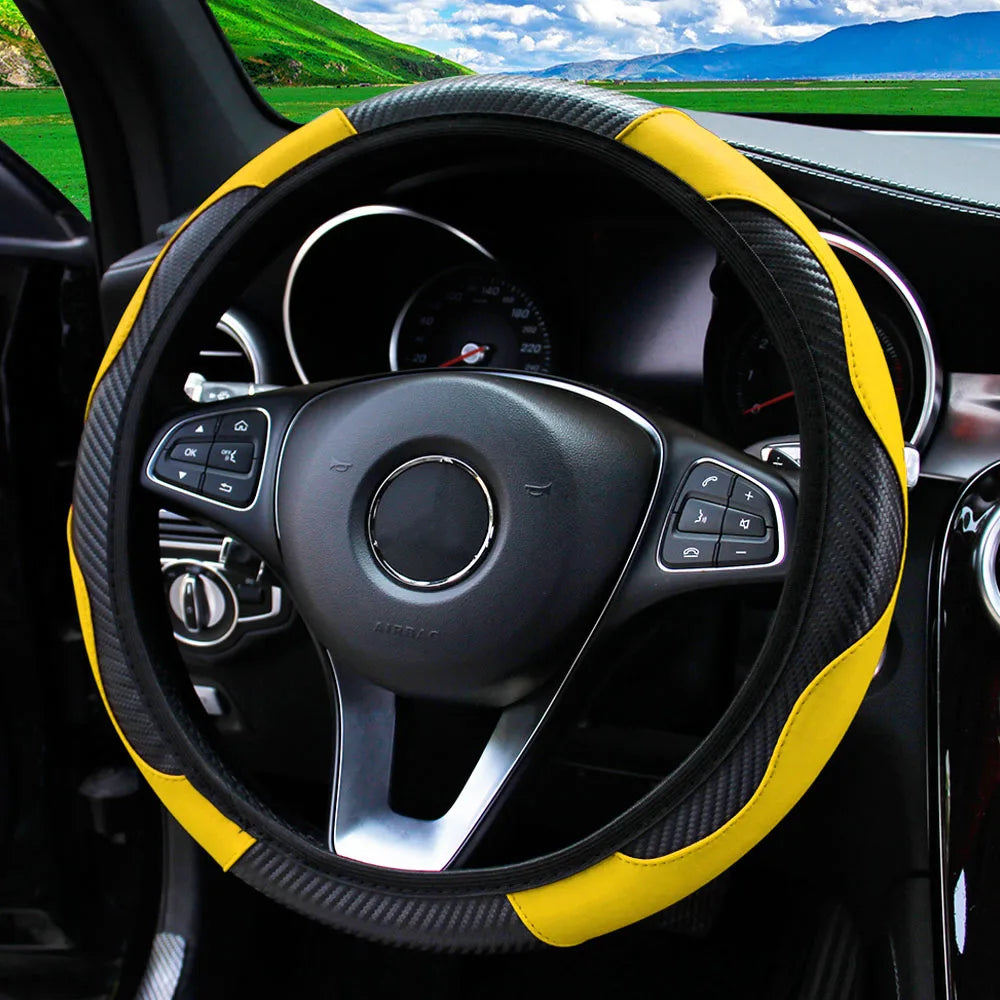 PU Carbon Fiber Steering Wheel Cover