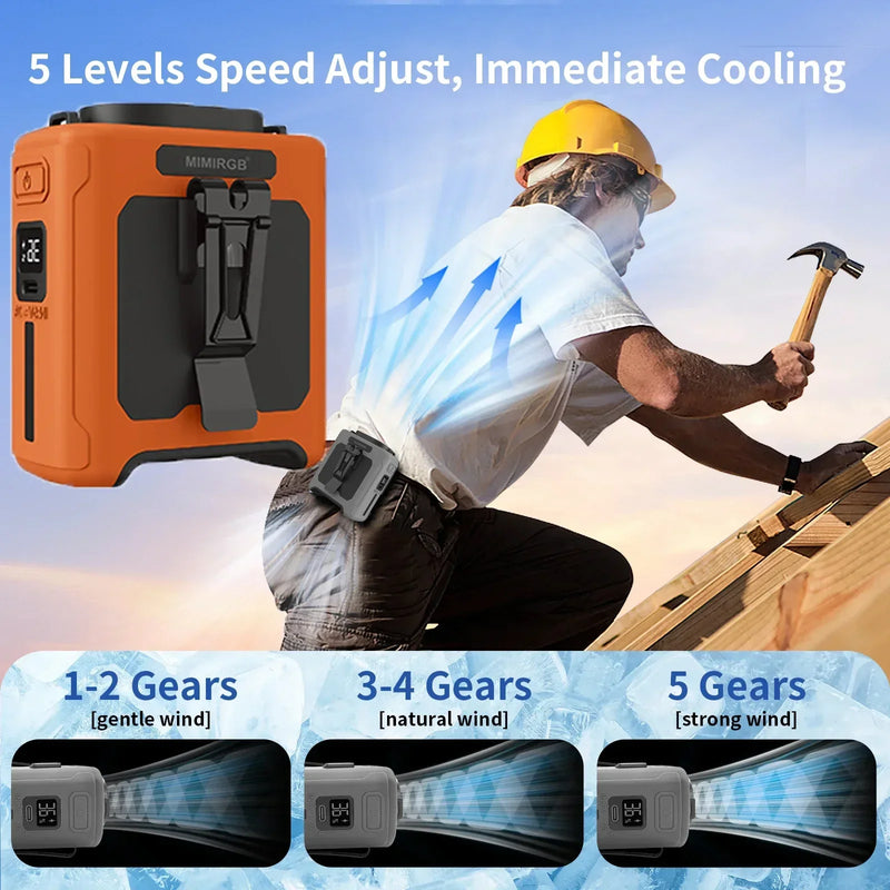 Portable Waist Fan with 10,000mAh Power Bank