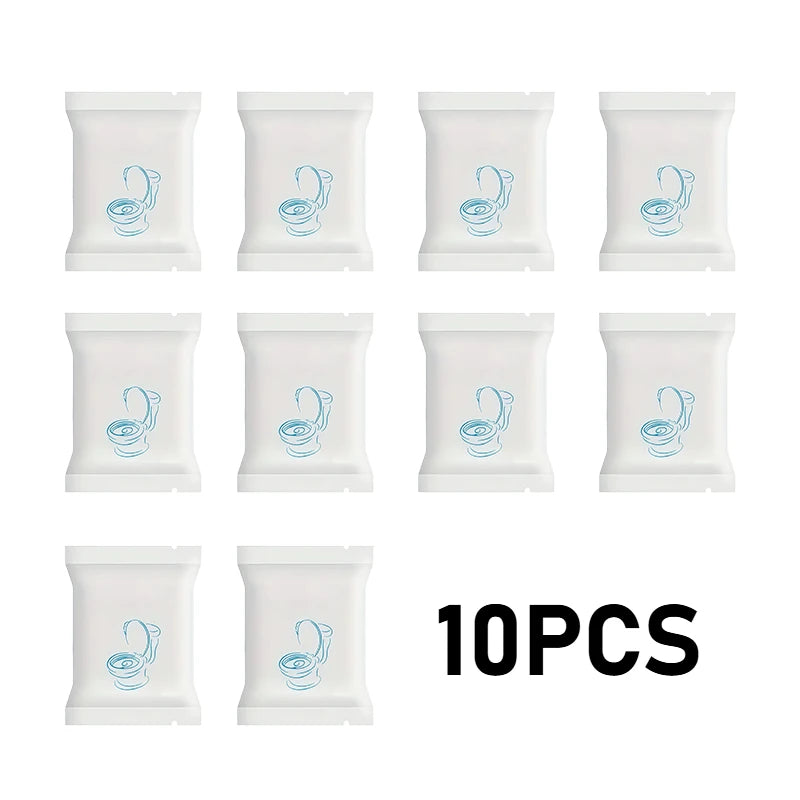 Ten individually wrapped white disposable toilet seat covers for travel and public restrooms