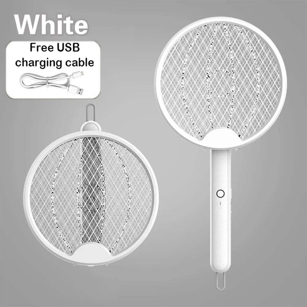 Électrique à moustiques rechargeable USB pliable avec piège UV, montrée en deux vues