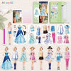 A collection of princess magnetic dress-up playsets featuring various dresses and accessories for children.