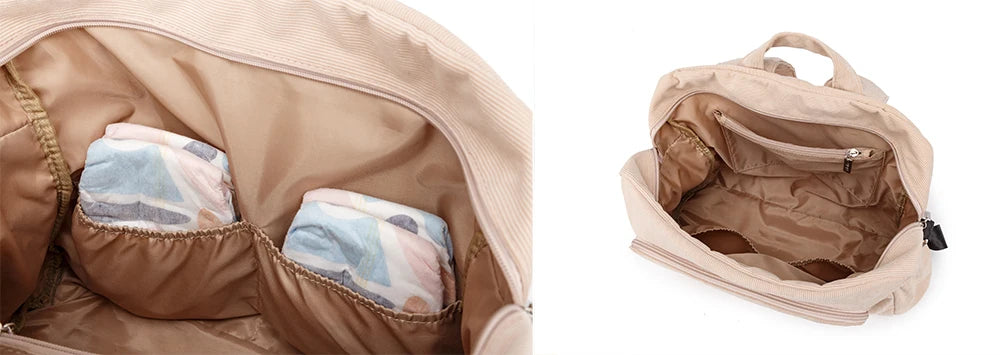 Soft Corduroy Diaper Backpack with Large Capacity