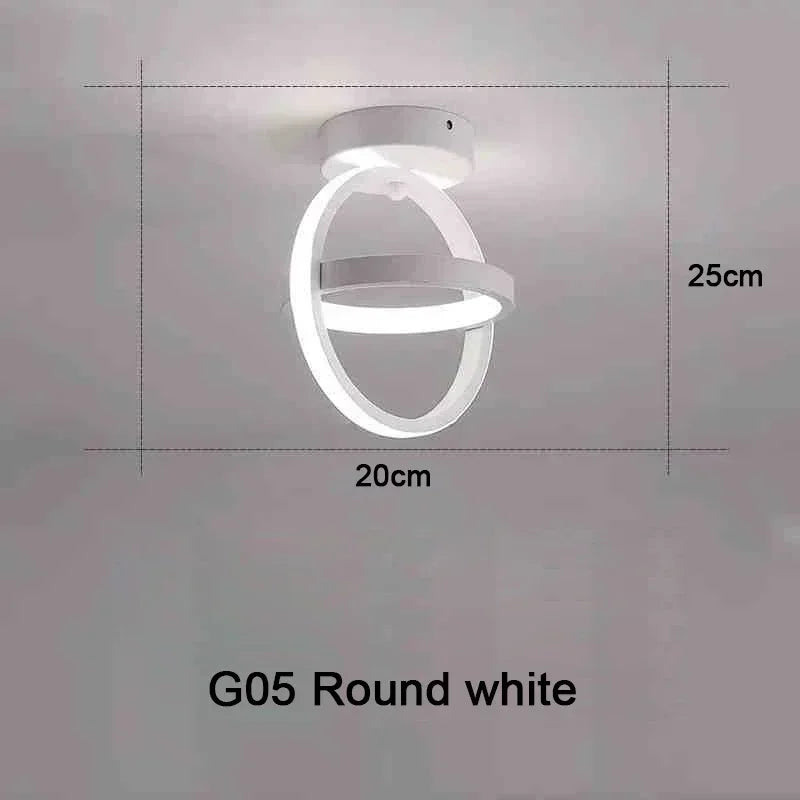 A round white LED ceiling light fixture mounted on a wall, shown with dimensions of 25cm by 20cm.