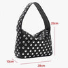 Black Rivet Shoulder Bag with Motorcycle Edge