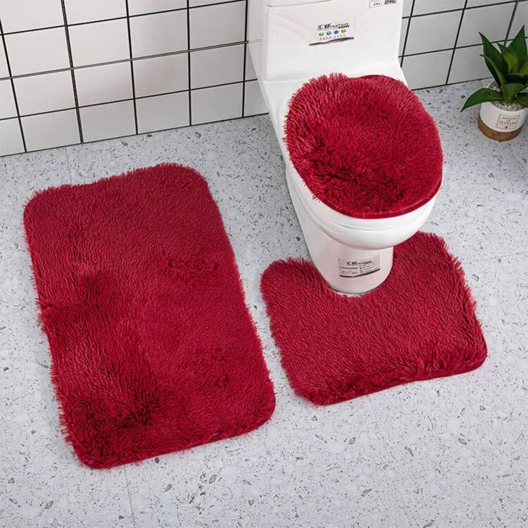 Plush Chenille Bathroom Rug Set with Non-Slip Backing