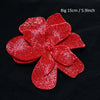 A vibrant red crystal rhinestone flower sew-on patch measuring 15cm or 5.9 inches.