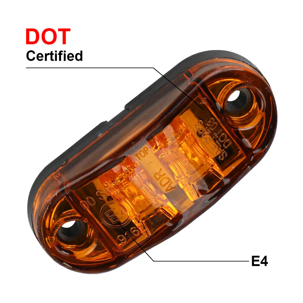 Clear amber DOT certified LED side marker clearance light housing for vehicles