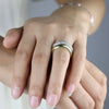 Wavy Stackable Gold-Plated Ring with Cubic Zirconia