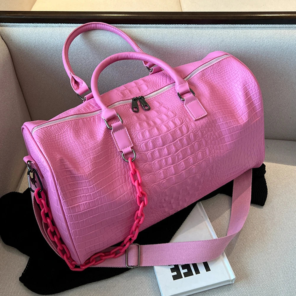 Crocodile Grain Large Capacity Travel Duffle Bag