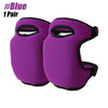 A pair of purple soft foam kneepads for protection during gardening, work, or sports.