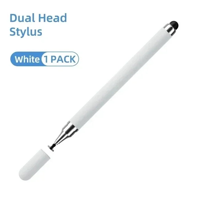 Ein weißer Dual-Head-Stift zeigt diagonal vor weißem Hintergrund.