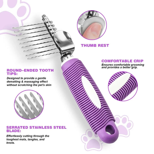 Pet Dematting Fur Rake Comb