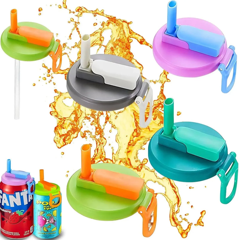 Reusable Silicone Can Lids with Straws