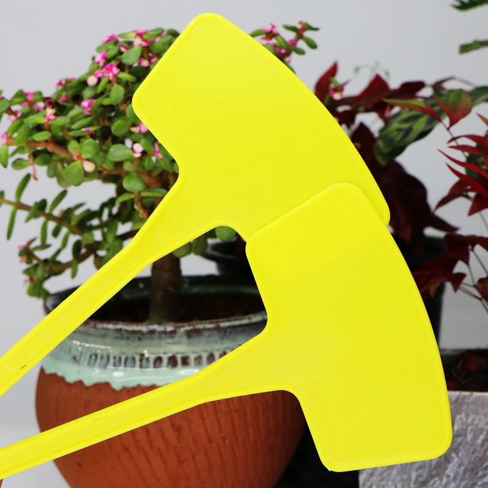 Yellow T-Type Garden Plant Labels with Stakes