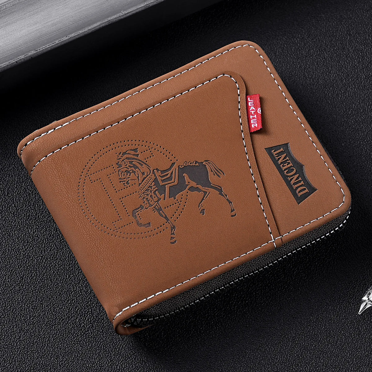 Vintage Waxed Leather Bifold Wallet with Coin Pocket