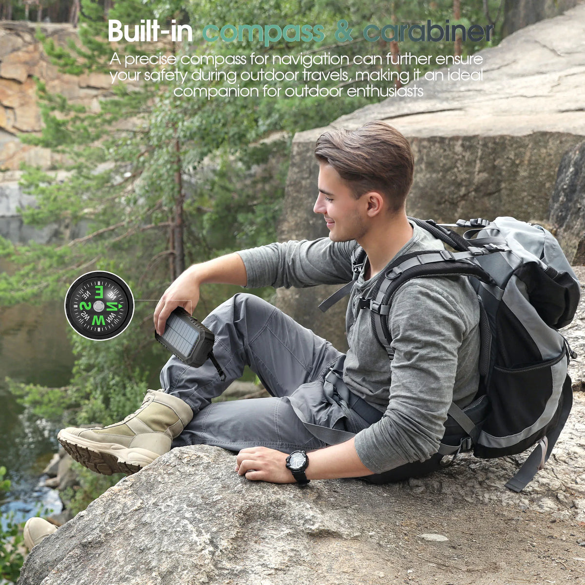 40,000mAh Solar Power Bank with Hand Crank & Multi-Cable